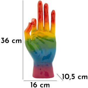 Mauro Ferretti Statuetta Mano Arcobaleno OK 16x10,5x36 cm multicolore