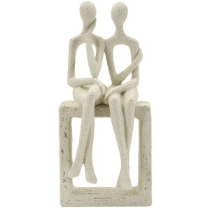 Mauro Ferretti Coppia di figurine Stons 11,5x9x25 cm crema