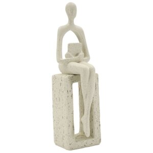 Mauro Ferretti Statuetta decorativa da lettura color crema 8.5x6.5x24 cm