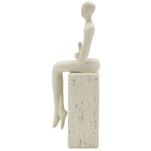 Mauro Ferretti Statuetta decorativa da lettura color crema 8.5x6.5x24 cm