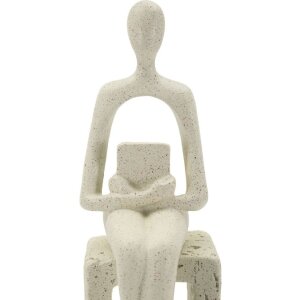Mauro Ferretti Statuetta decorativa da lettura color crema 8.5x6.5x24 cm