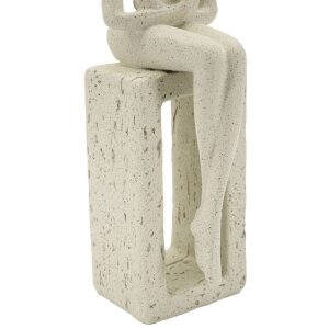 Mauro Ferretti Statuetta decorativa da lettura color crema 8.5x6.5x24 cm