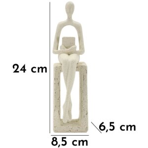 Mauro Ferretti Statuetta decorativa da lettura color crema 8.5x6.5x24 cm