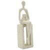 Mauro Ferretti Statuetta decorativa da lettura color crema 8.5x6.5x24 cm
