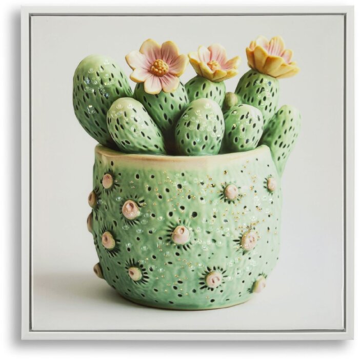 Mauro Ferretti Quadro con cornice Cactus in vaso 40x2,8x40 cm