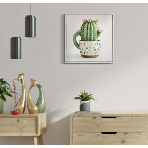 Mauro Ferretti Quadro su tela con cornice Cactus in vaso 40x2,8x40 cm