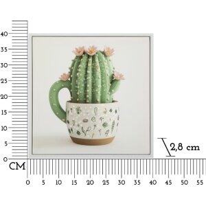 Mauro Ferretti Quadro su tela con cornice Cactus in vaso 40x2,8x40 cm