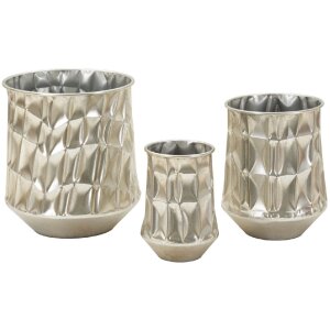 Mauro Ferretti Set di vasi argento 3 pezzi Ø35x38,5 / Ø27,5x33 / Ø18,5x26,5 cm