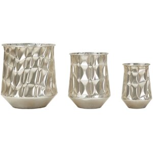 Mauro Ferretti Set di vasi argento 3 pezzi Ø35x38,5 / Ø27,5x33 / Ø18,5x26,5 cm
