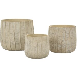 Mauro Ferretti Set 3 vasi cachepot Flocke 30,5x27/25x22,2/19,5x18 cm crema