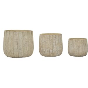 Mauro Ferretti Set 3 vasi cachepot Flocke 30,5x27/25x22,2/19,5x18 cm crema