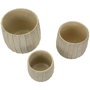 Mauro Ferretti Set 3 vasi cachepot Flocke 30,5x27/25x22,2/19,5x18 cm crema