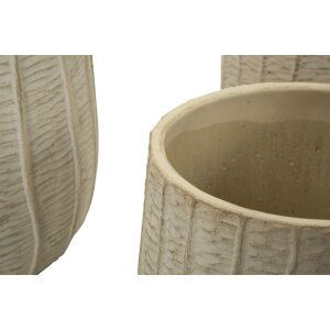 Mauro Ferretti Set 3 vasi cachepot Flocke 30,5x27/25x22,2/19,5x18 cm crema
