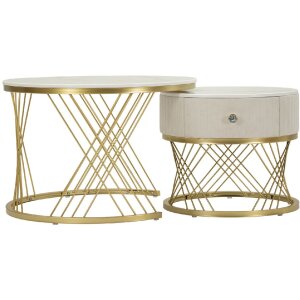Mauro Ferretti Tavolini Votix set 2 pezzi crema oro 70x48...