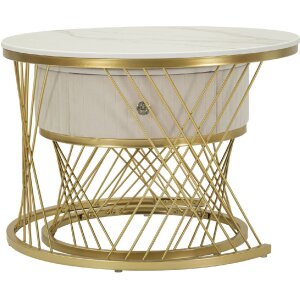 Mauro Ferretti Tavolini Votix set 2 pezzi crema oro 70x48 50x43,5 cm