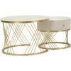 Mauro Ferretti Tavolini Votix set 2 pezzi crema oro 70x48 50x43,5 cm