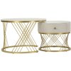 Mauro Ferretti Tavolini Votix set 2 pezzi crema oro 70x48 50x43,5 cm