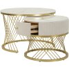 Mauro Ferretti Tavolini Votix set 2 pezzi crema oro 70x48 50x43,5 cm