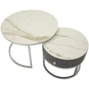 Mauro Ferretti Tavolini Greys Set 2 pezzi 70x45 – 50x40 cm grigio argento
