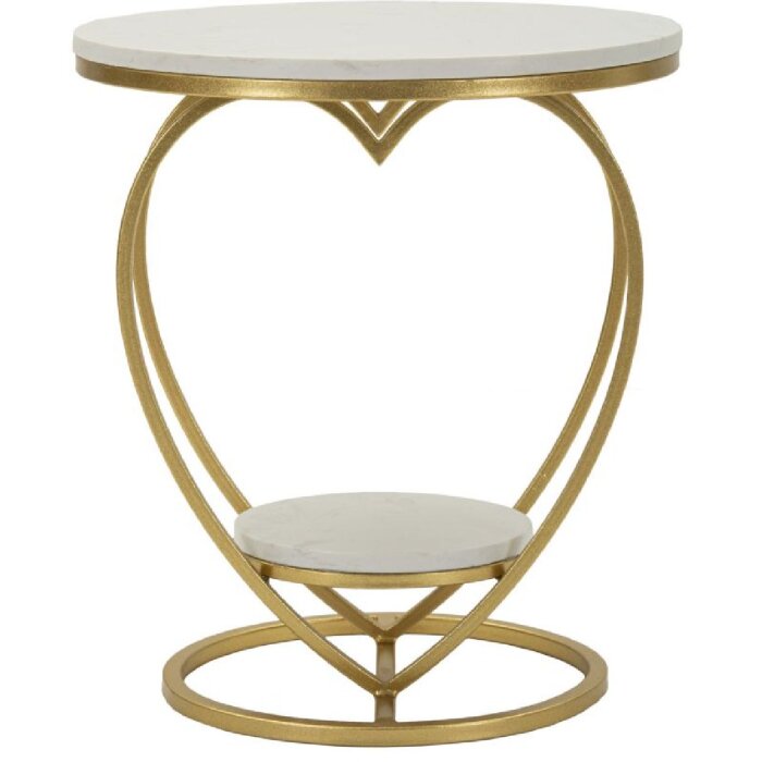 Mauro Ferretti Tavolino laterale a cuore Ø 40x45,5 cm oro bianco