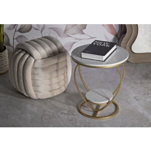 Mauro Ferretti Tavolino laterale a cuore Ø 40x45,5 cm oro bianco