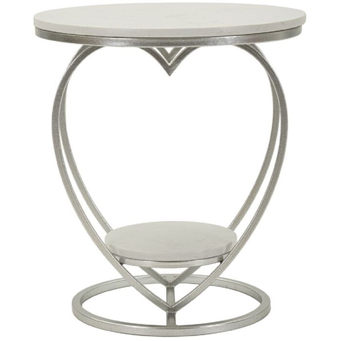 Mauro Ferretti Tavolino laterale a cuore Ø 40x45,5 cm argento bianco