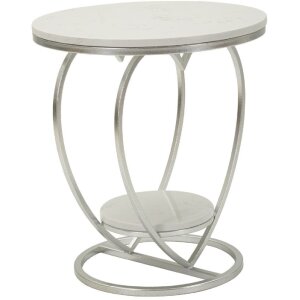 Mauro Ferretti Tavolino laterale a cuore Ø 40x45,5 cm argento bianco