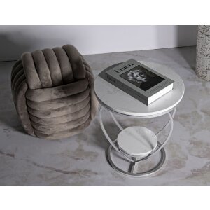 Mauro Ferretti Tavolino laterale a cuore Ø 40x45,5 cm argento bianco
