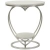 Mauro Ferretti Tavolino laterale a cuore Ø 40x45,5 cm argento bianco