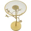 Mauro Ferretti Tavolino laterale uccelli Ø38x60cm oro vetro ferro struttura a rami