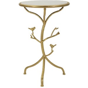 Mauro Ferretti Tavolino Vögel Marble Ø 38x60 cm oro bianco