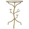 Mauro Ferretti Tavolino Vögel Marble Ø 38x60 cm oro bianco