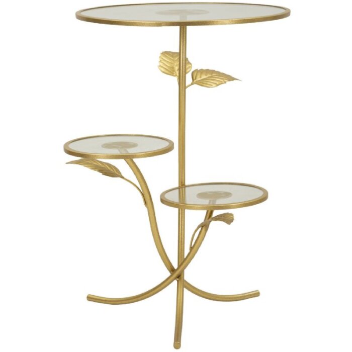 Mauro Ferretti Tavolino con 3 ripiani Ø 54x69,5 cm oro