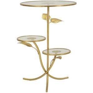 Mauro Ferretti Tavolino con 3 ripiani Ø 54x69,5 cm oro