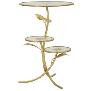 Mauro Ferretti Tavolino con 3 ripiani Ø 54x69,5 cm oro