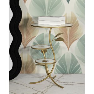 Mauro Ferretti Tavolino con 3 ripiani Ø 54x69,5 cm oro