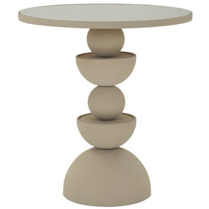 Mauro Ferretti Tavolino Dune con piano specchiato Ø 45x49,5 cm crema