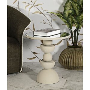 Mauro Ferretti Tavolino Dune con piano specchiato Ø 45x49,5 cm crema