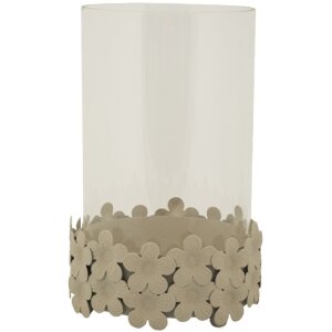 Mauro Ferretti Candeliere Düne con vetro 14x21 cm crema