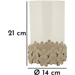 Mauro Ferretti Candeliere Düne con vetro 14x21 cm crema