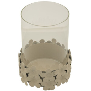 Mauro Ferretti Candeliere Düne con vetro 12x16 cm crema