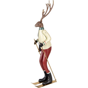 Clayre & Eef Statuetta decorativa Cervo in metallo Marrone Rosso Verde 65 cm