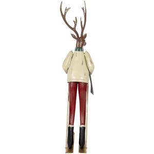 Clayre & Eef Statuetta decorativa Cervo in metallo Marrone Rosso Verde 65 cm
