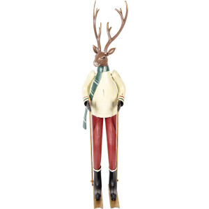 Clayre & Eef Statuetta decorativa Cervo in metallo Marrone Rosso Verde 65 cm