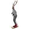 Clayre & Eef Statuetta Decorativa Cervo con Sci Grigia Marrone Rossa 65 cm