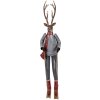 Clayre & Eef Statuetta Decorativa Cervo con Sci Grigia Marrone Rossa 65 cm