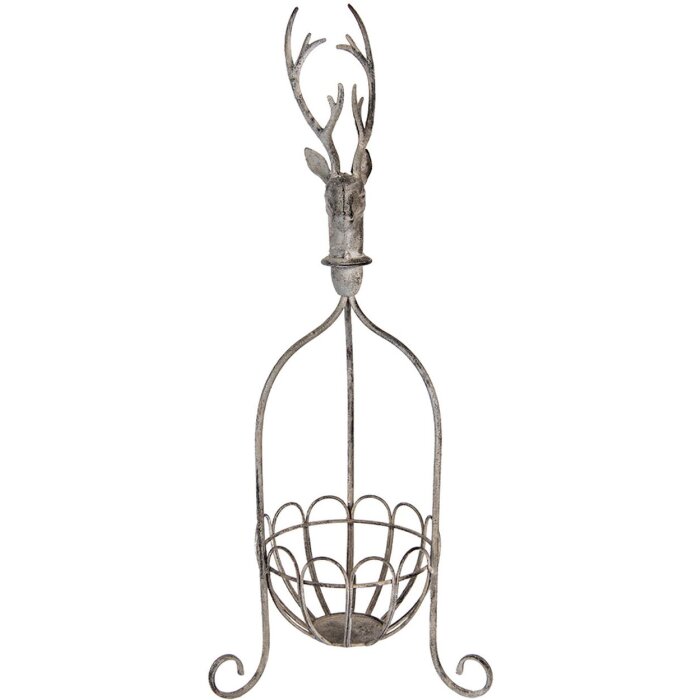 Clayre & Eef 5Y1320 Cesto decorativo testa di cervo grigio vintage 28x28x68 cm