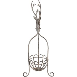 Clayre & Eef 5Y1320 Cesto decorativo testa di cervo grigio vintage 28x28x68 cm