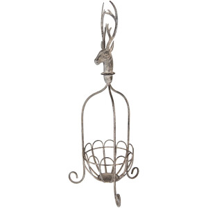 Clayre & Eef 5Y1320 Cesto decorativo testa di cervo grigio vintage 28x28x68 cm