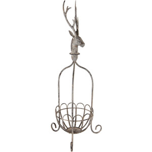 Clayre & Eef 5Y1320 Cesto decorativo testa di cervo grigio vintage 28x28x68 cm